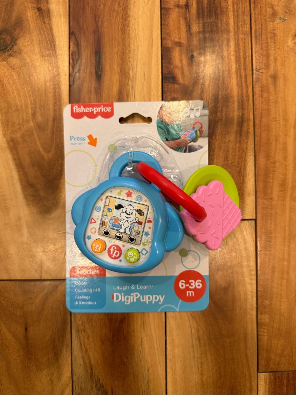 NEW Fisher-Price Blue DigiPuppy Teether and Rattle with Pink and Green Keys